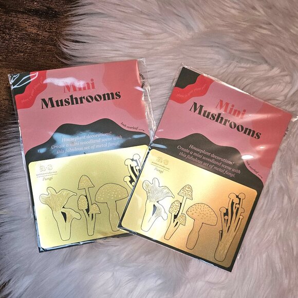 NWT! 2 PC SET!! Another Studio Houseplant Brass Decorations: Mushrooms - Picture 2 of 3